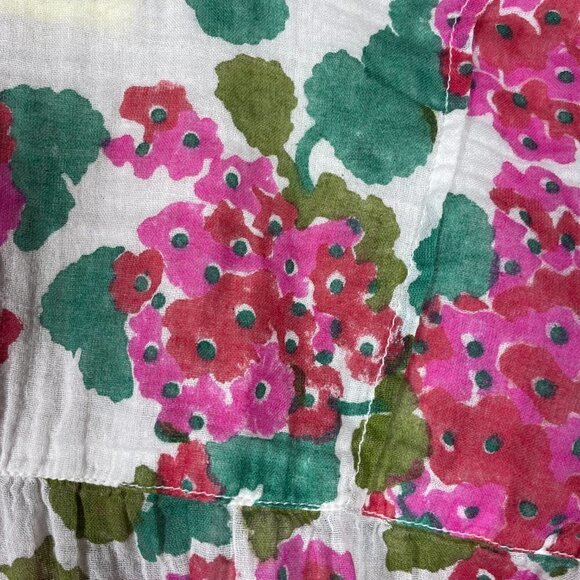 Roberta Roller Rabbit Women's LS White Pink Floral Tunic Sheer Top XS Tassels! - Picture 6 of 6